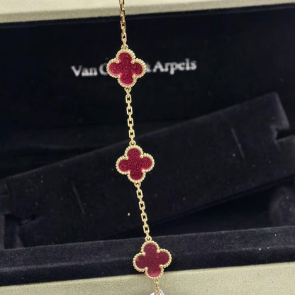 [Elite]NEW CLOVER 5 MOTIFS PINK ENAMEL BRACELET