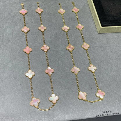 [Elite]CLOVER 10 MOTIFS PINK MOP NECKLACE