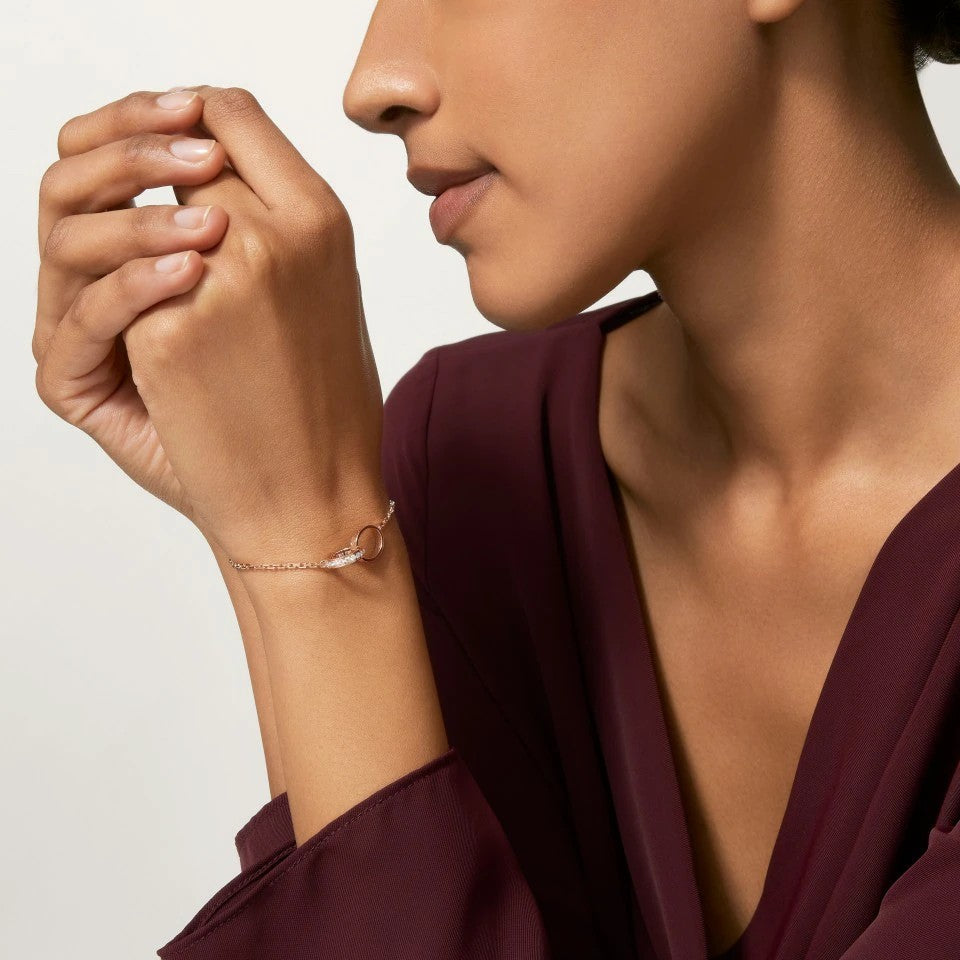[Elite]LOVE DOUBLE RING HALF DIAMOND BRACELET