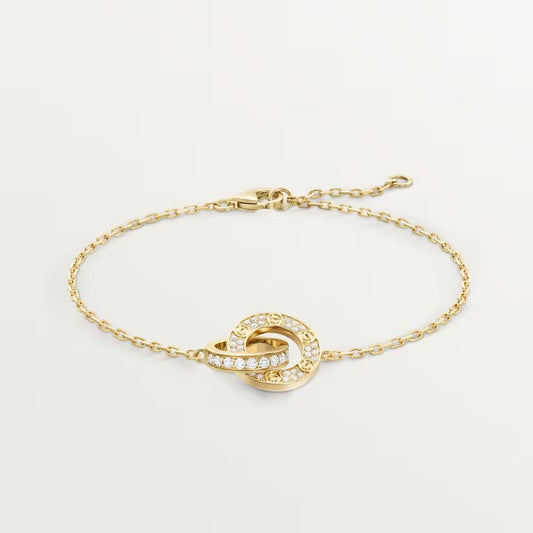 [Elite]LOVE DOUBLE RING FULL DIAMOND BRACELET