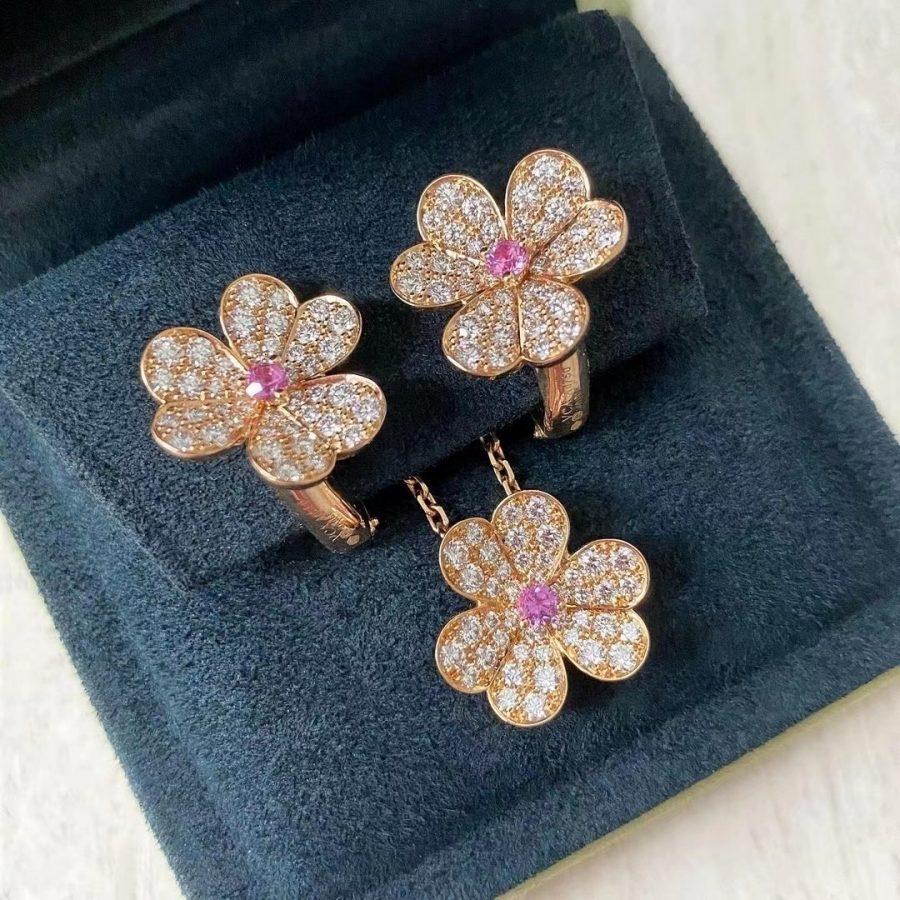 [Elite]FRIVOLE PINK GOLD FLOWER DIAMOND EARRINGS