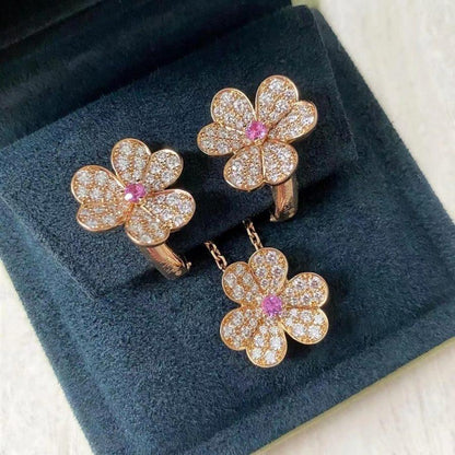 [Elite]FRIVOLE PINK GOLD FLOWER DIAMOND EARRINGS