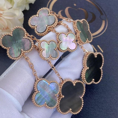 [Elite]CLOVER EARRINGS DARK MOP 4 MOTIFS ROSE GOLD