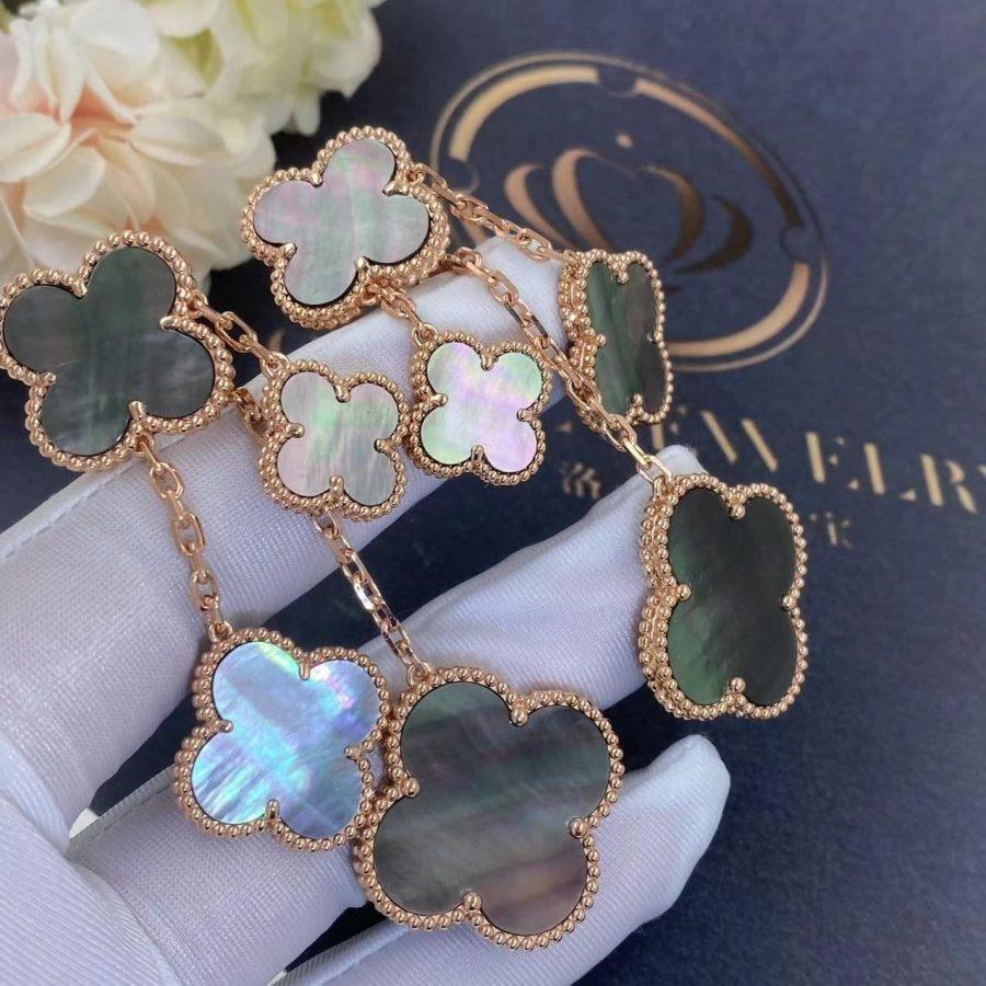 [Elite]CLOVER EARRINGS DARK MOP 4 MOTIFS ROSE GOLD