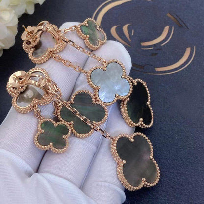 [Elite]CLOVER EARRINGS DARK MOP 4 MOTIFS ROSE GOLD