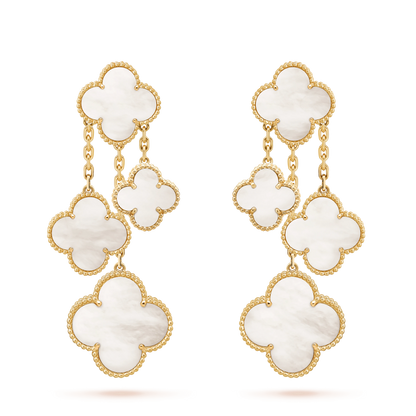 [Elite]CLOVER EARRINGS WHITE MOP 4 MOTIFS GOLD