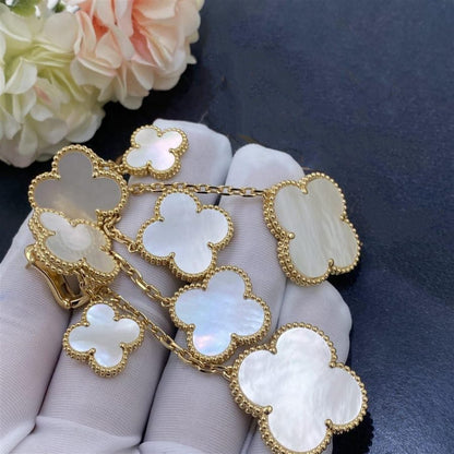 [Elite]CLOVER EARRINGS WHITE MOP 4 MOTIFS GOLD