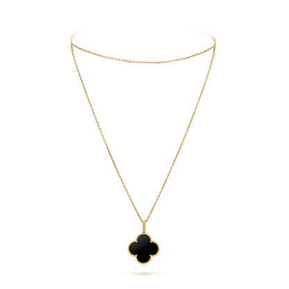 [Elite]CLOVER 25MM GOLD ONYX BIG CLOVER NECKLACE