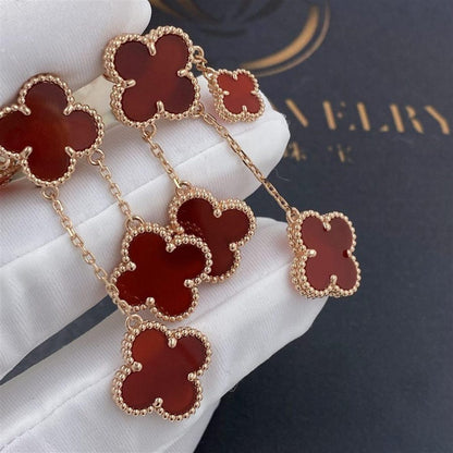 [Elite]CLOVER EARRINGS CARNELIAN 4 MOTIFS PINK GOLD