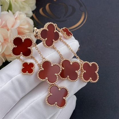 [Elite]CLOVER EARRINGS CARNELIAN 4 MOTIFS PINK GOLD