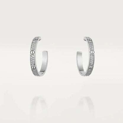 [Elite]LOVE DIAMOND SILVER HOOP EARRINGS