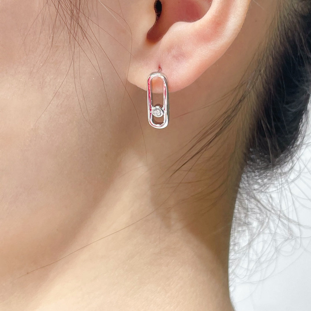 [Elite]MOVE UNO SMALL 1 DIAMOND EARRINGS