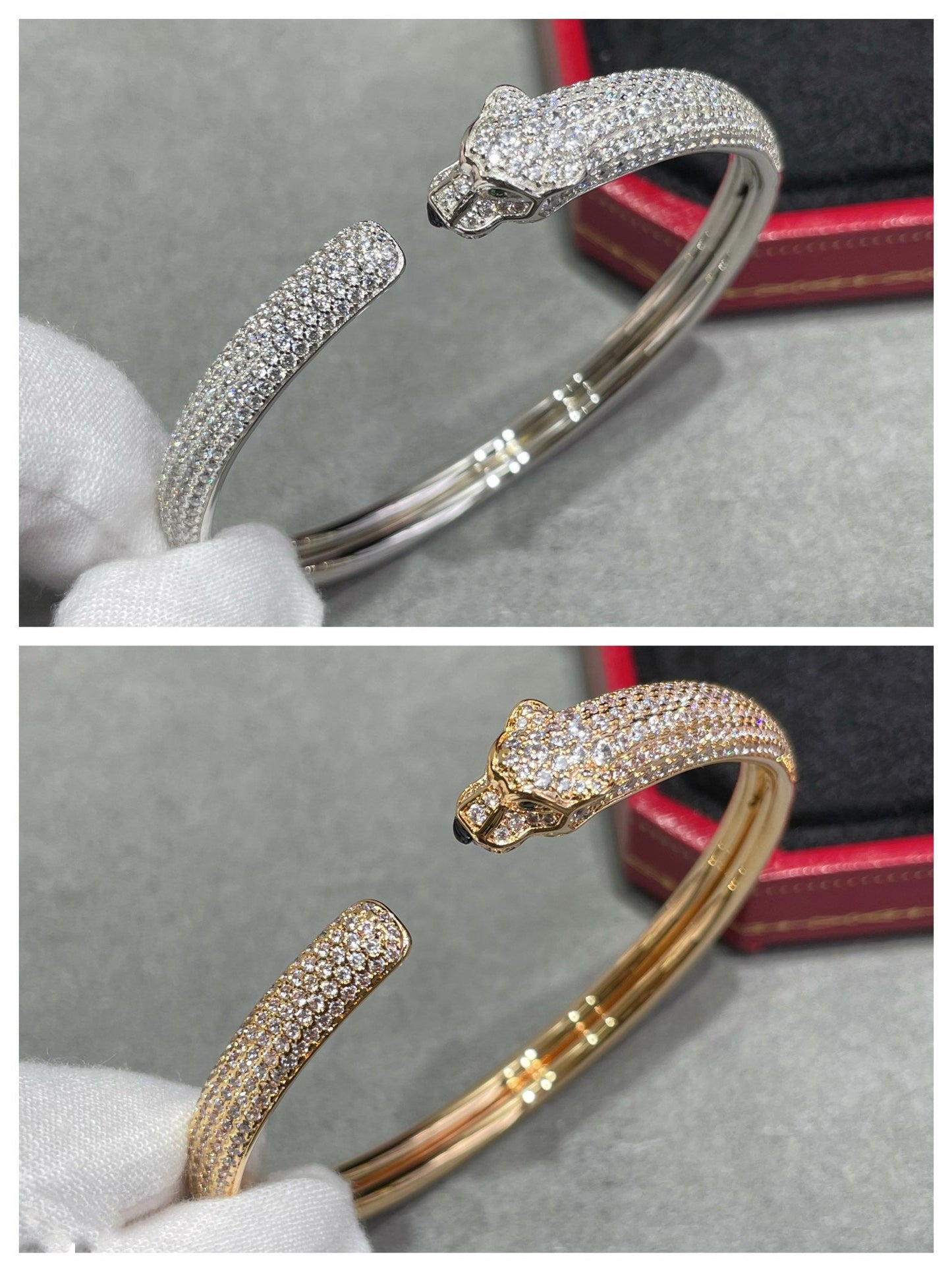 [Elite]PANTHERE FULL DIAMOND OPEN BRACELET