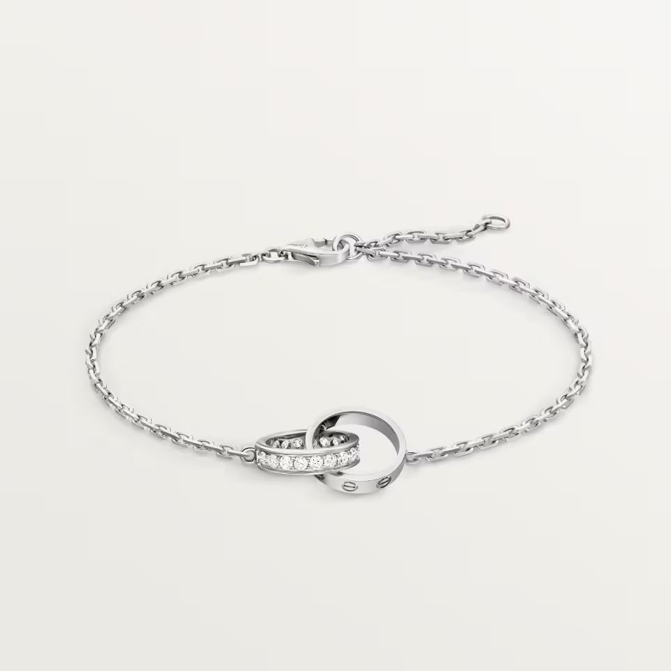 [Elite]LOVE DOUBLE RING HALF DIAMOND BRACELET