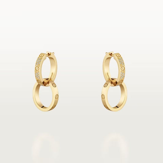 [Elite]LOVE 3.3MM DANGLE HALF DIAMOND EARRINGS