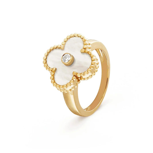 [Elite]CLOVER PINK MOP RING GOLD DIAMOND